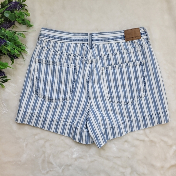 American Eagle High Waist Blue Stripe Mom Shorts size 6 - Picture 7 of 9